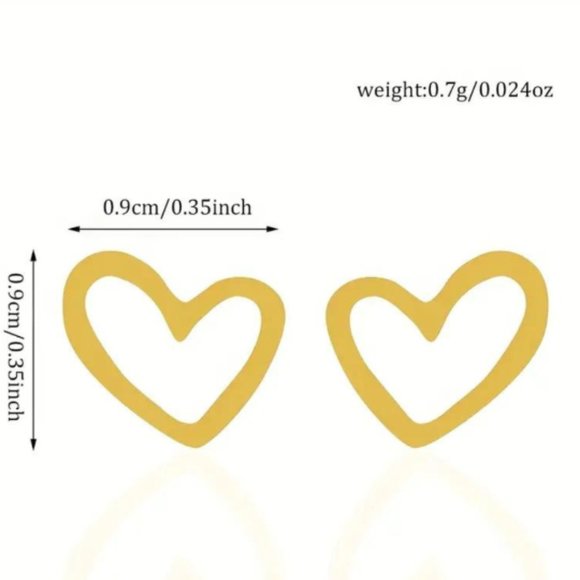 Dainty Stainless Steel Stud Earrings Simple Style Heart Shape Earrings - Picture 2 of 2